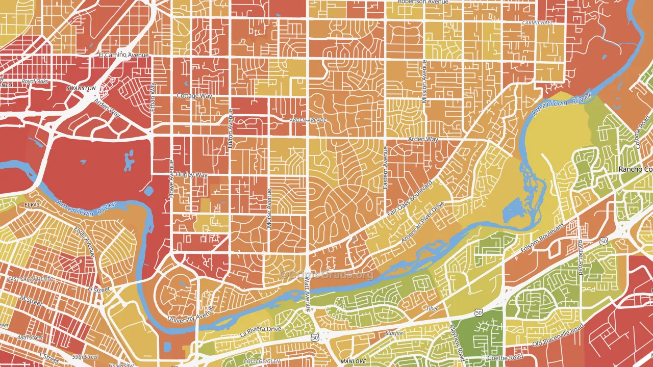 95864, CA Map of Drug-Related Crime Rates