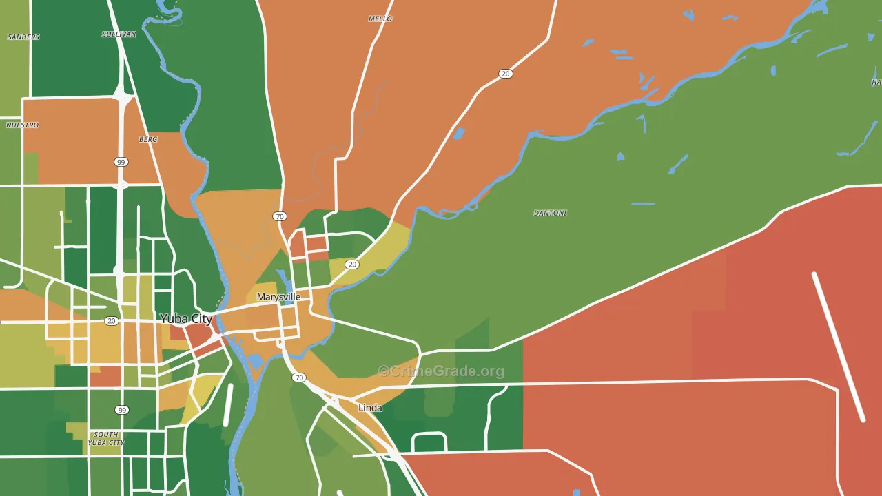 95901, CA Map of Drug-Related Crime Rates