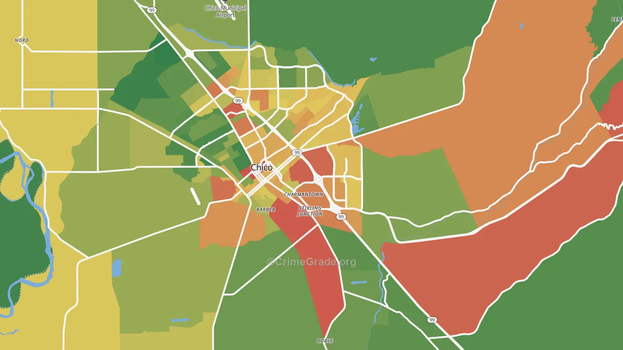 95928, CA Map of Drug-Related Crime Rates