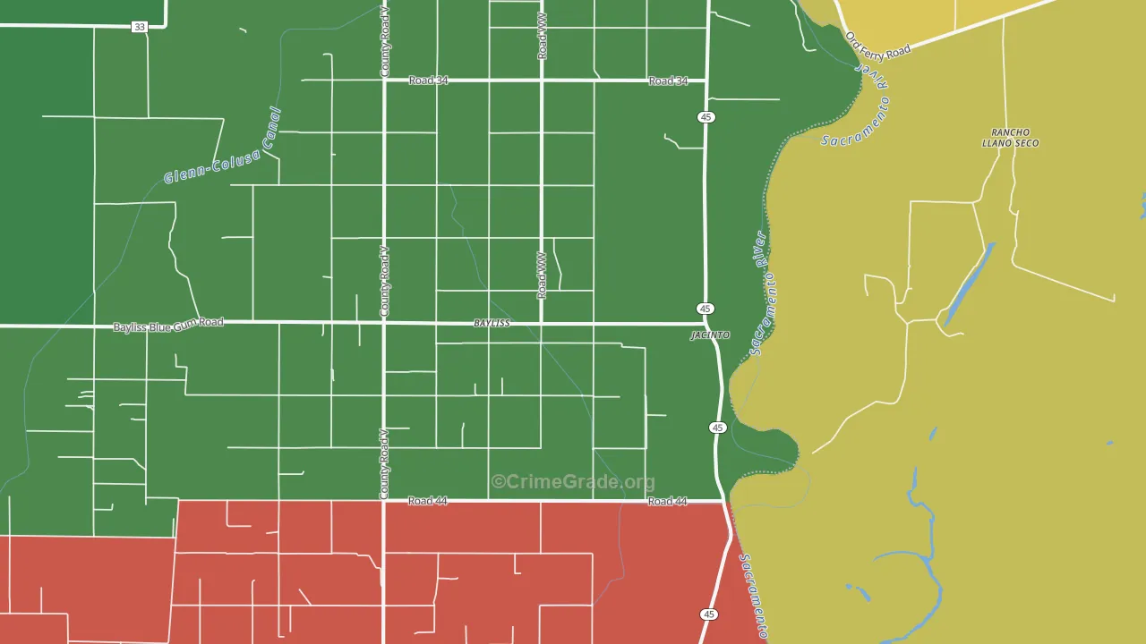 95943, CA Map of Drug-Related Crime Rates