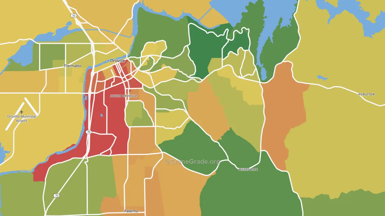 95966, CA Map of Drug-Related Crime Rates