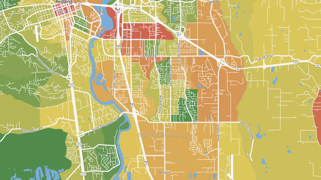 96002, CA Map of Drug-Related Crime Rates