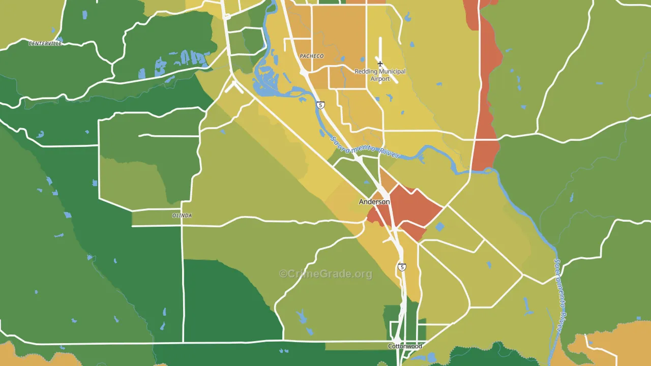 96007, CA Map of Drug-Related Crime Rates