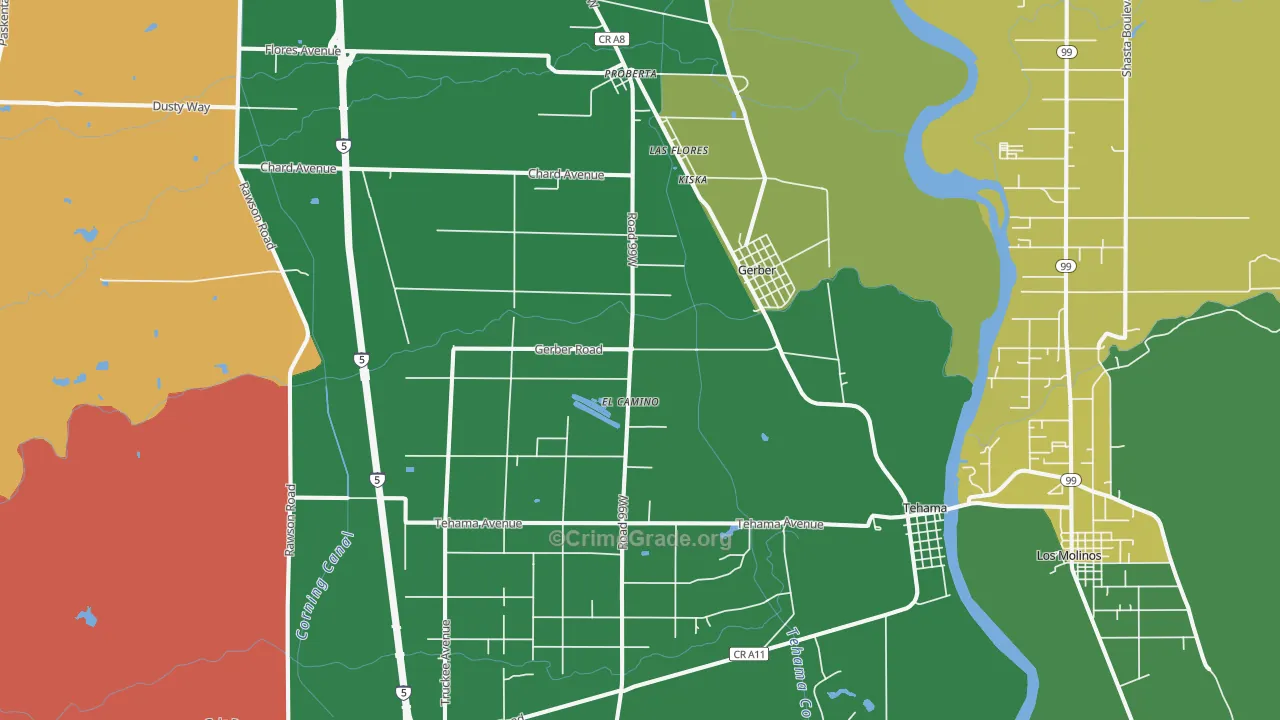 96035, CA Map of Drug-Related Crime Rates