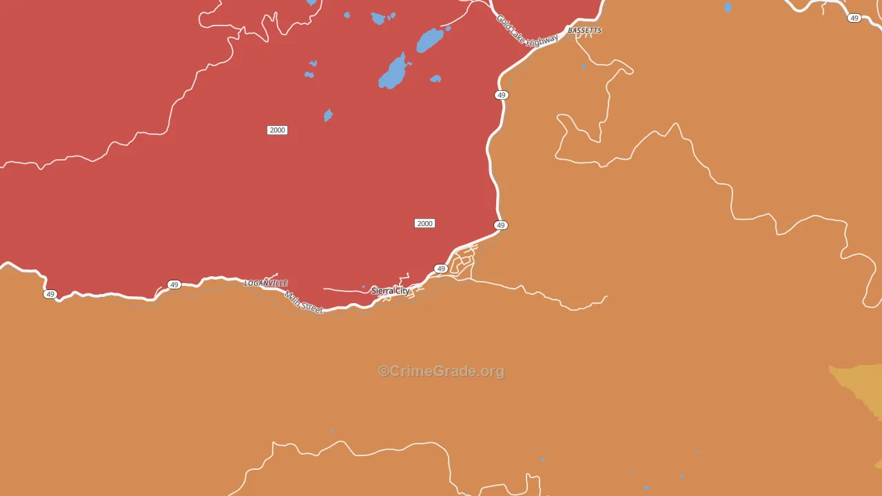 96125, CA Map of Drug-Related Crime Rates