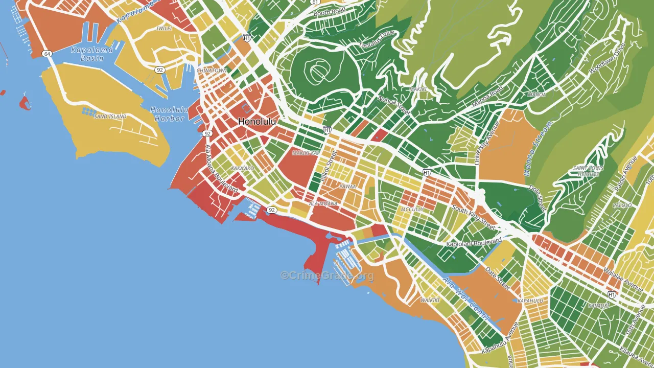 96814, HI Map of Drug-Related Crime Rates