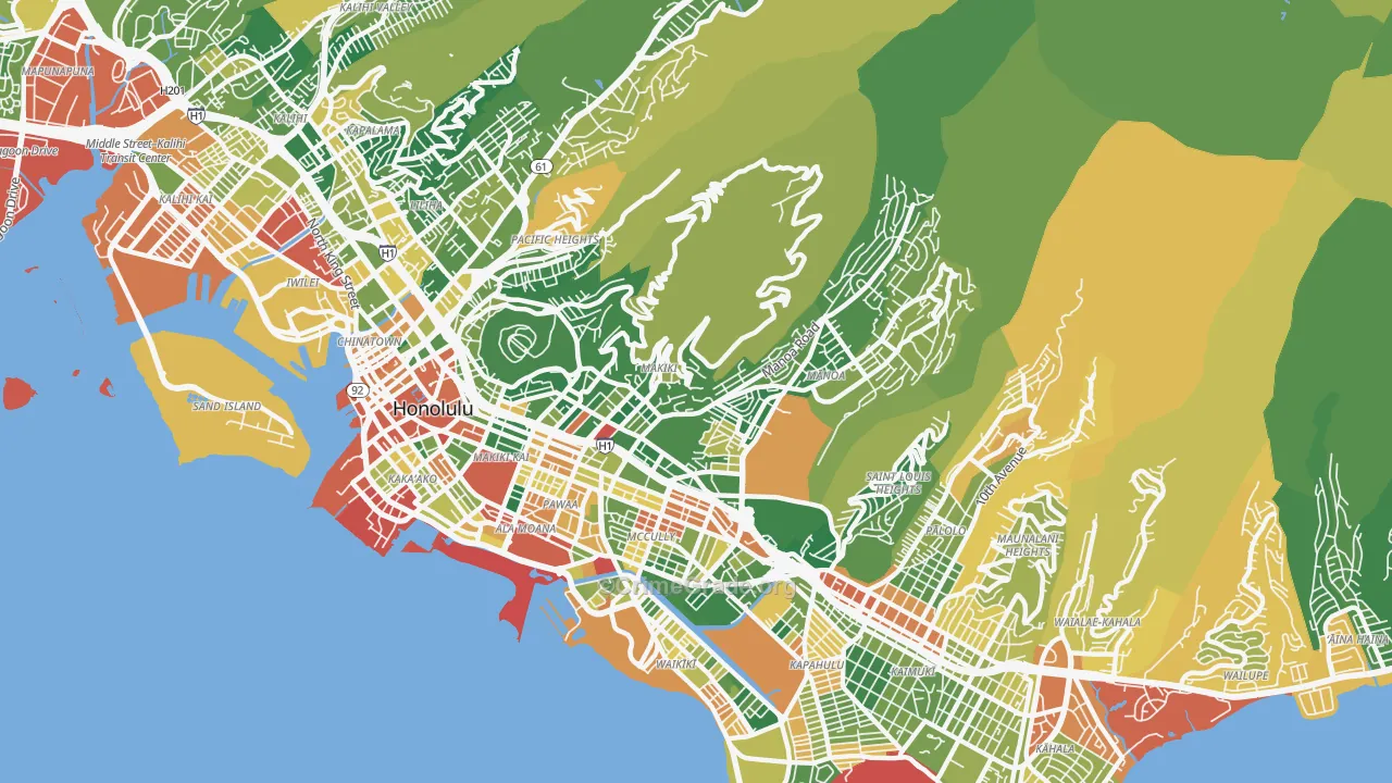 96822, HI Map of Drug-Related Crime Rates