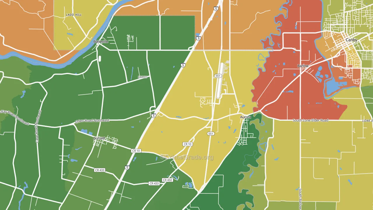 97002, OR Map of Drug-Related Crime Rates