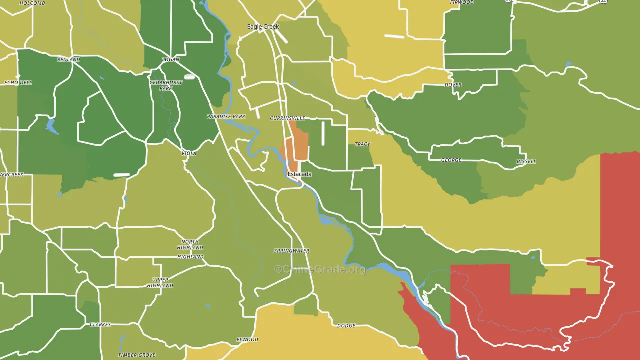 97023, OR Map of Drug-Related Crime Rates