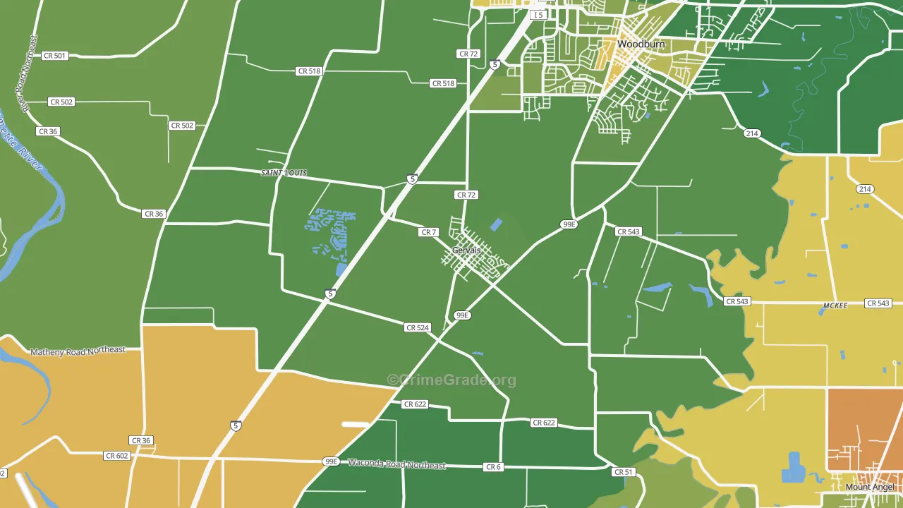 97026, OR Map of Drug-Related Crime Rates