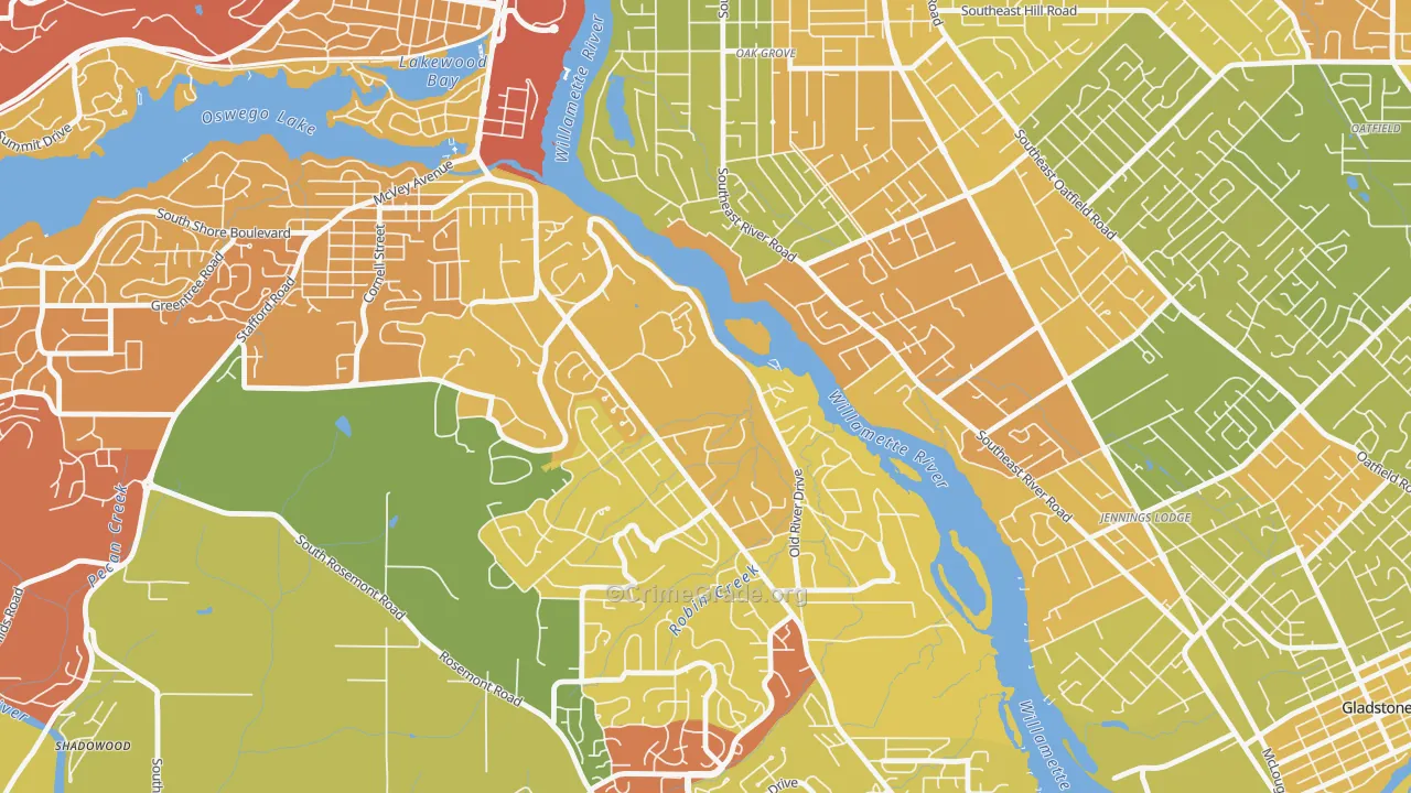 97036, OR Map of Drug-Related Crime Rates