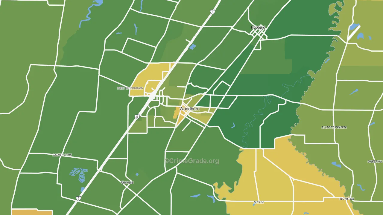 97071, OR Map of Drug-Related Crime Rates