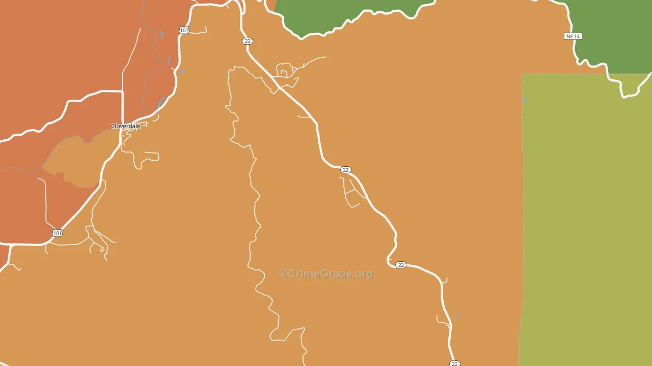 97122, OR Map of Drug-Related Crime Rates