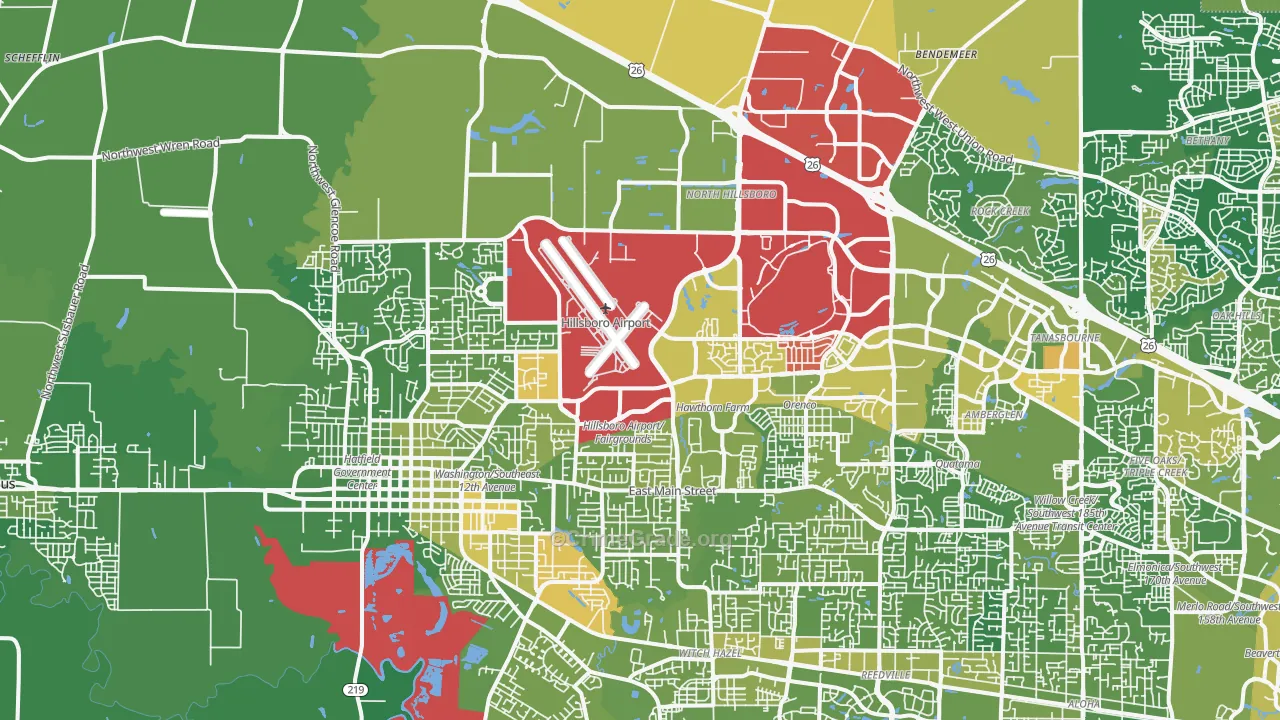 97124, OR Map of Drug-Related Crime Rates