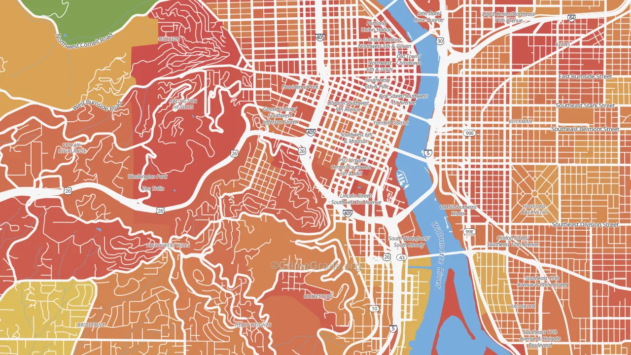 97201, OR Map of Drug-Related Crime Rates