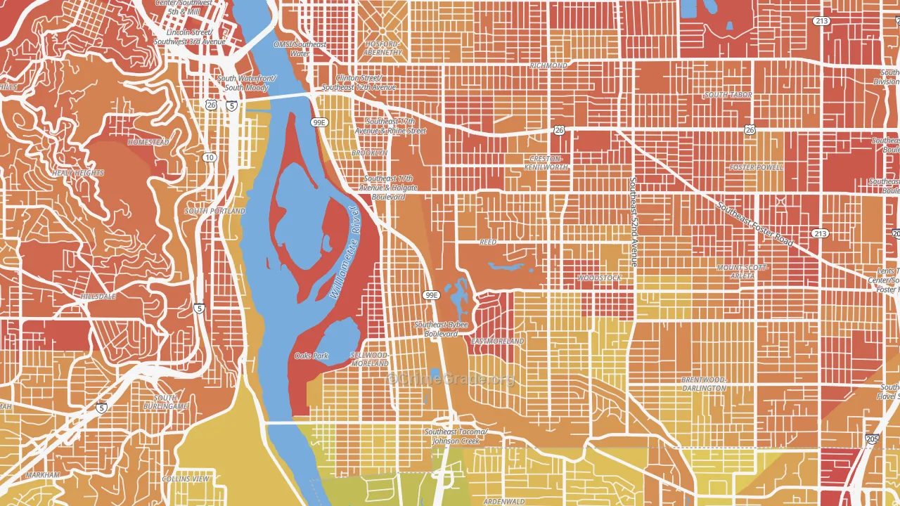 97202, OR Map of Drug-Related Crime Rates