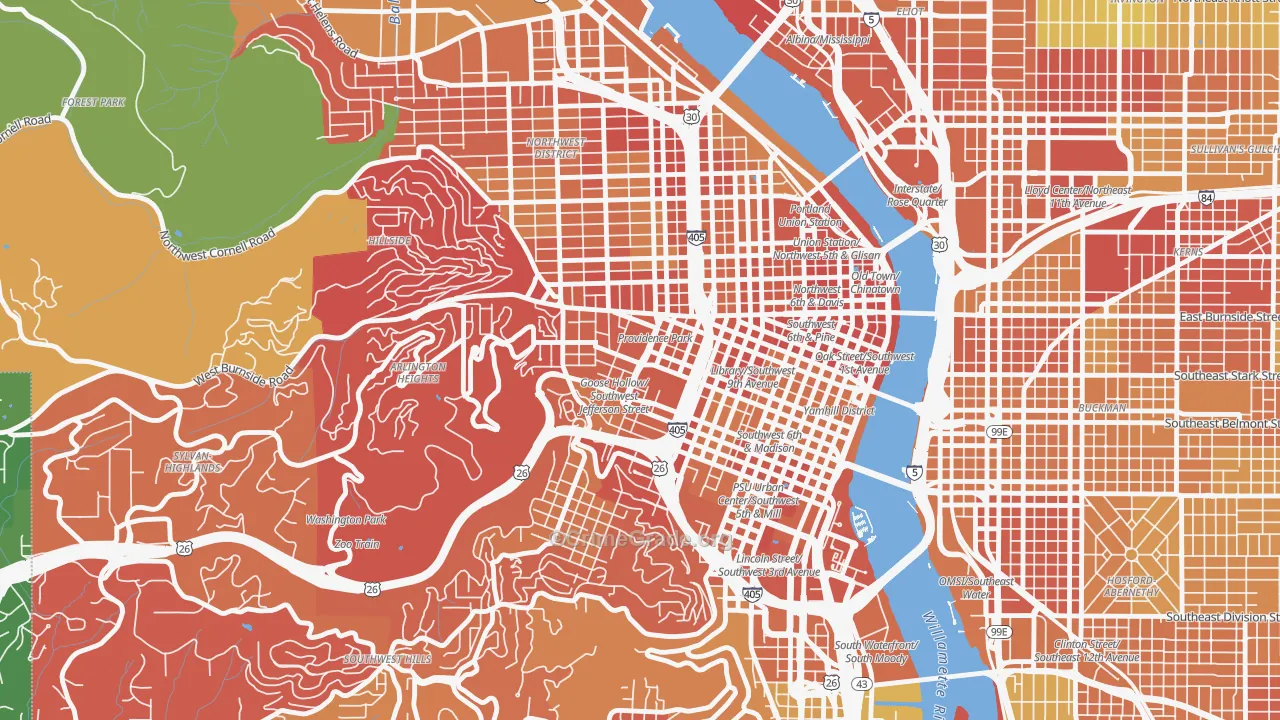 97205, OR Map of Drug-Related Crime Rates