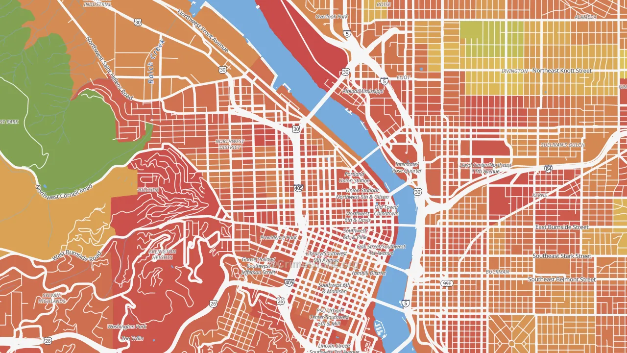 97209, OR Map of Drug-Related Crime Rates