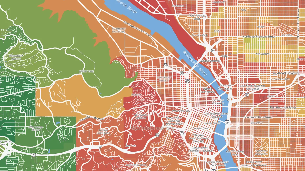 97210, OR Map of Drug-Related Crime Rates
