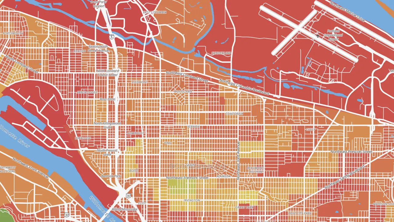 97211, OR Map of Drug-Related Crime Rates