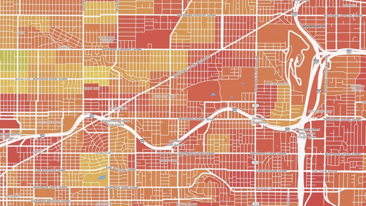 97213, OR Map of Drug-Related Crime Rates