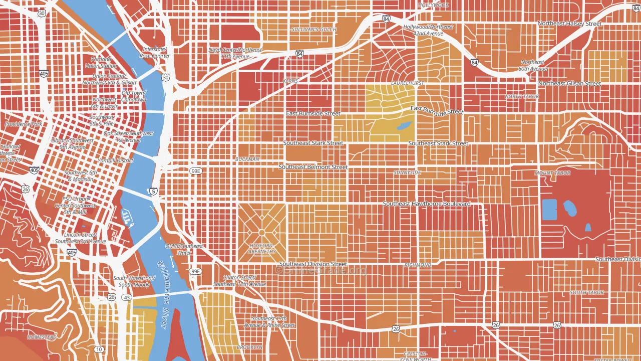 97214, OR Map of Drug-Related Crime Rates