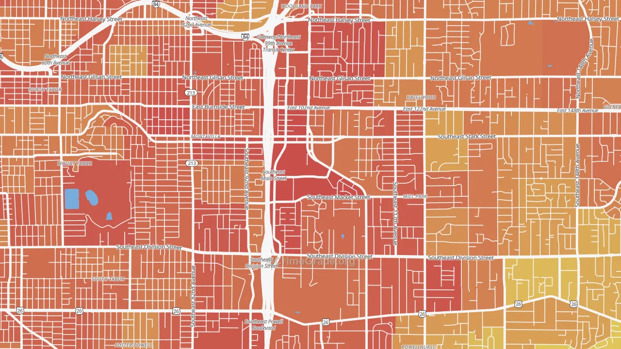 97216, OR Map of Drug-Related Crime Rates