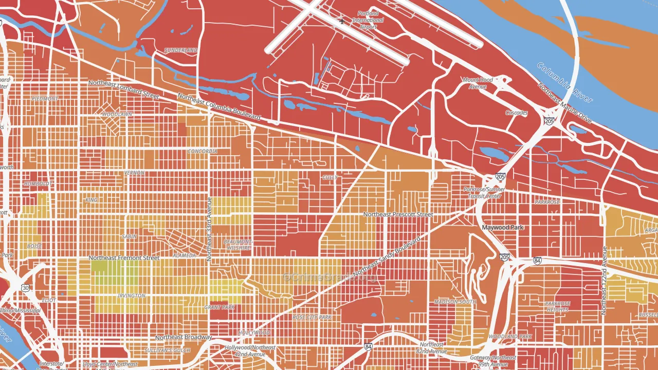 97218, OR Map of Drug-Related Crime Rates