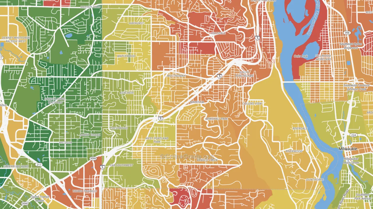 97219, OR Map of Drug-Related Crime Rates