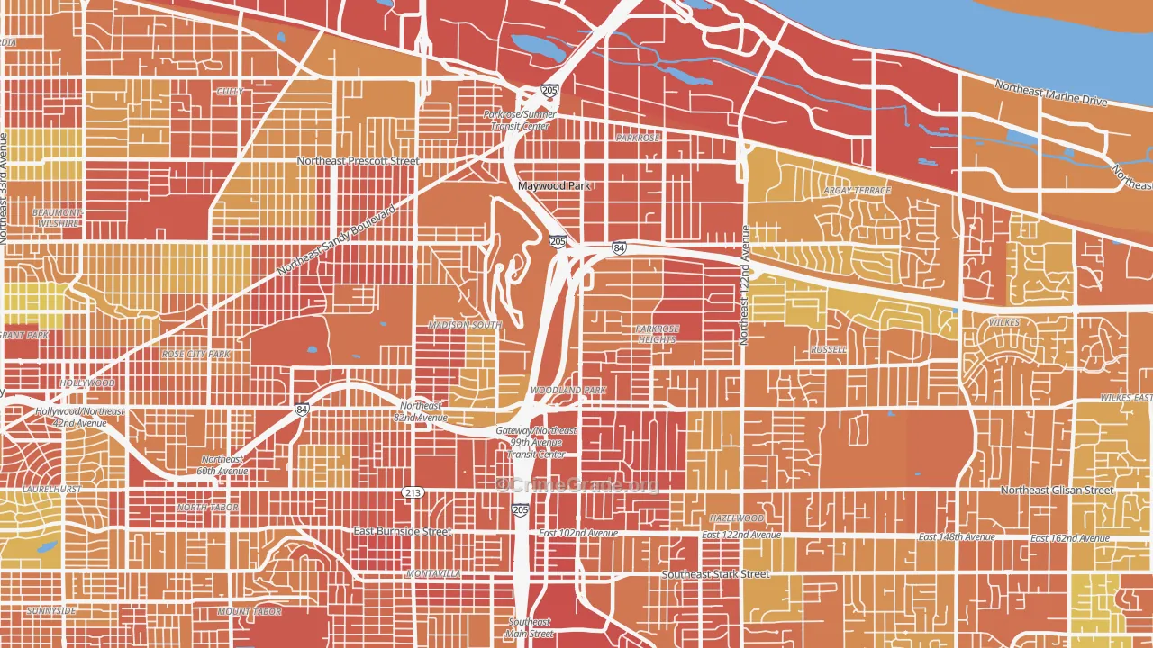 97220, OR Map of Drug-Related Crime Rates