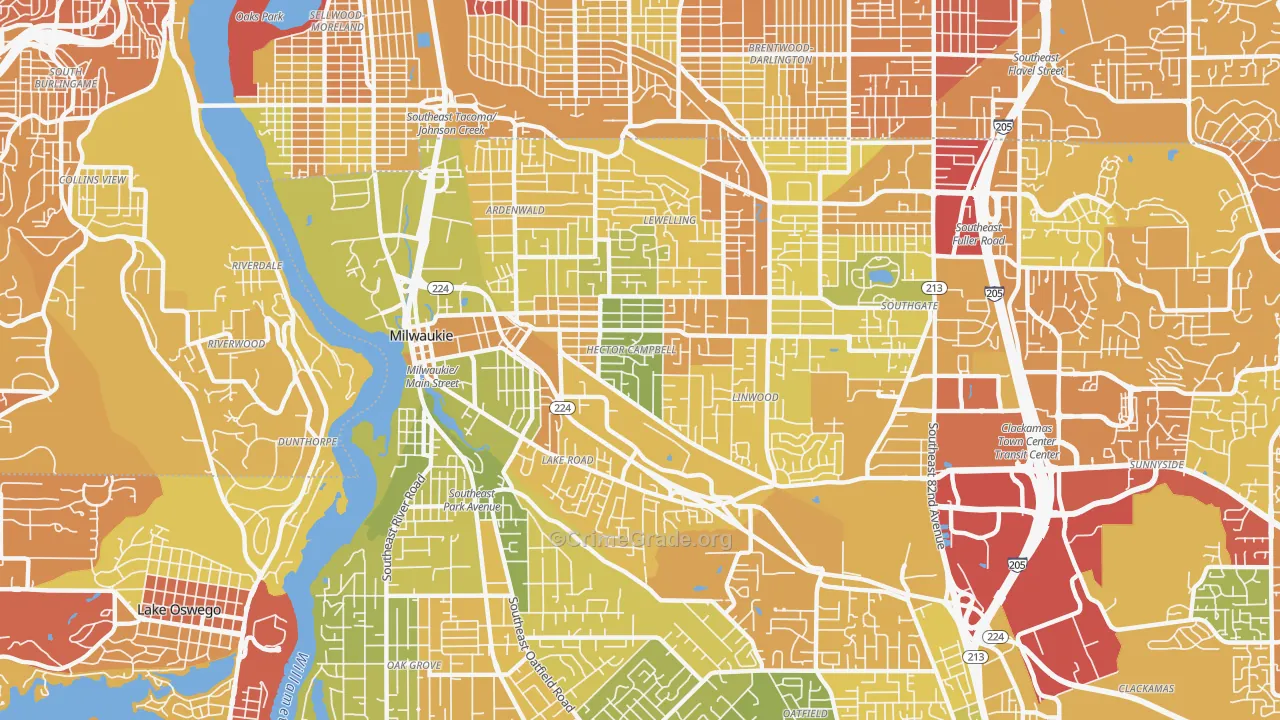 97222, OR Map of Drug-Related Crime Rates
