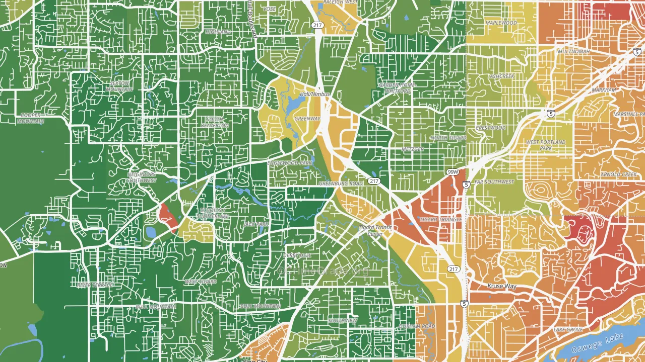 97223, OR Map of Drug-Related Crime Rates
