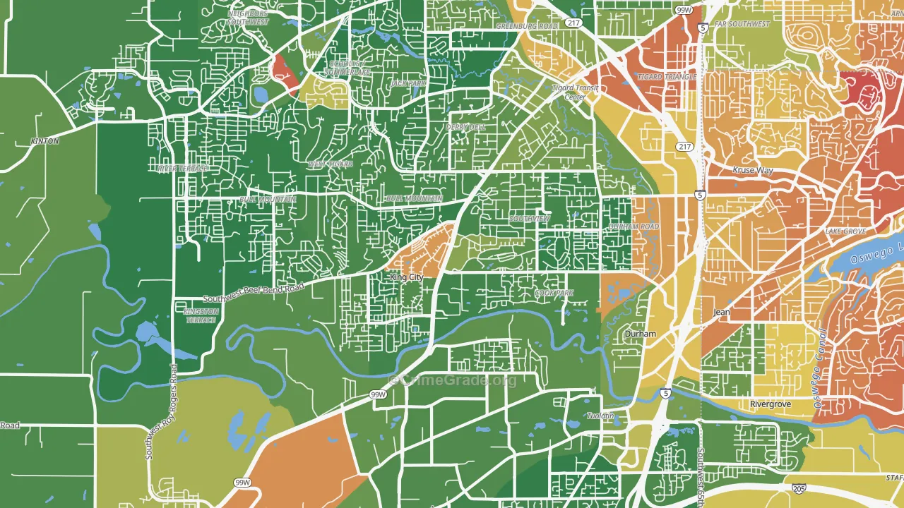 97224, OR Map of Drug-Related Crime Rates