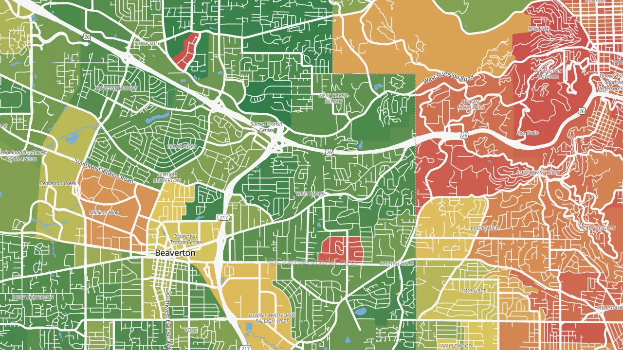 97225, OR Map of Drug-Related Crime Rates