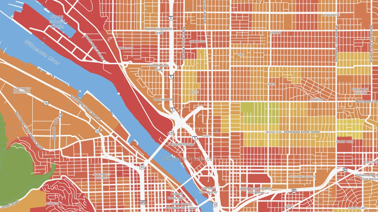 97227, OR Map of Drug-Related Crime Rates