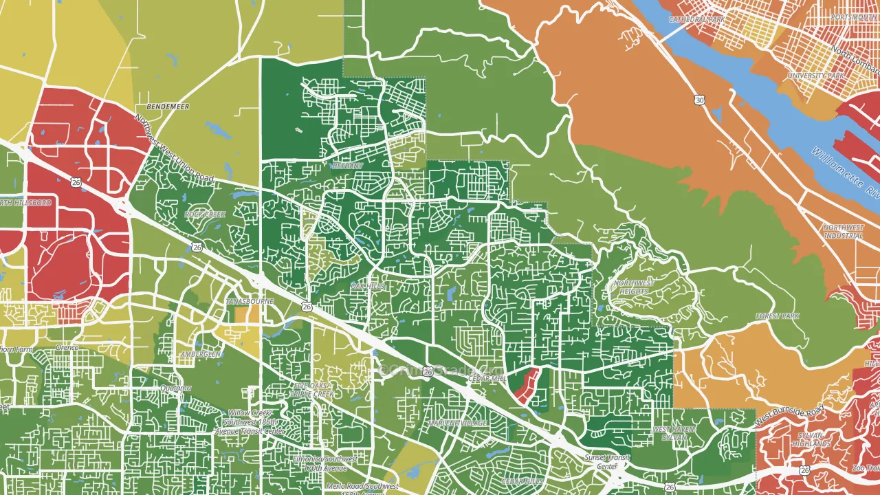 97229, OR Map of Drug-Related Crime Rates