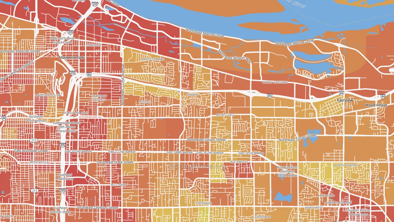 97230, OR Map of Drug-Related Crime Rates