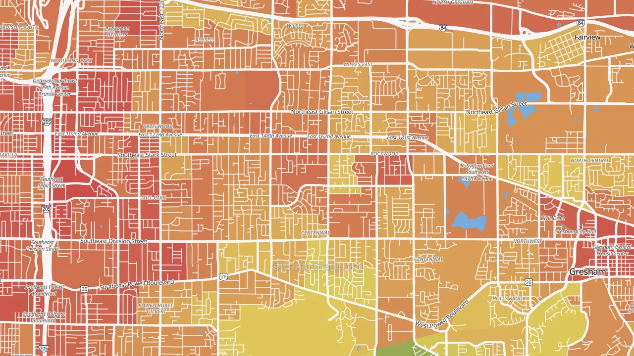 97233, OR Map of Drug-Related Crime Rates