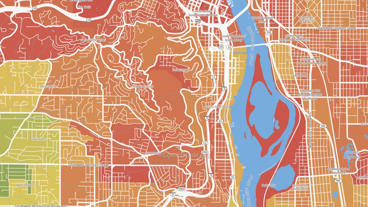 97239, OR Map of Drug-Related Crime Rates