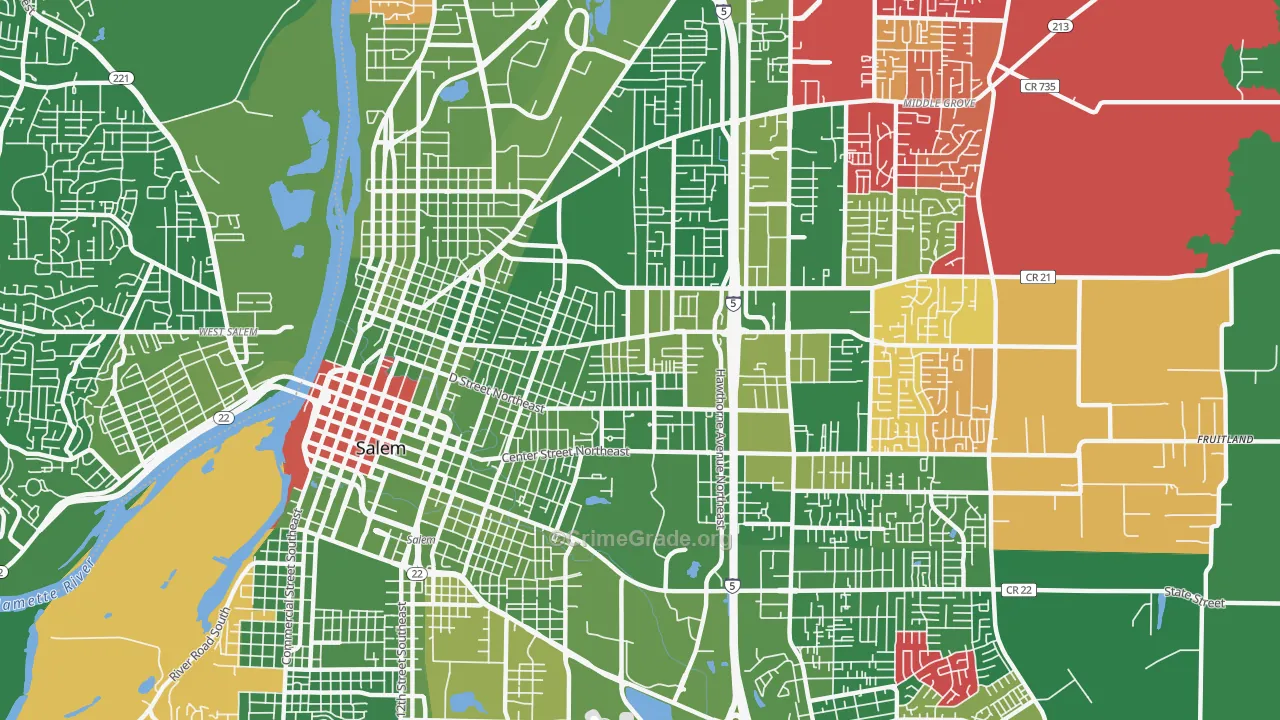 97301, OR Map of Drug-Related Crime Rates