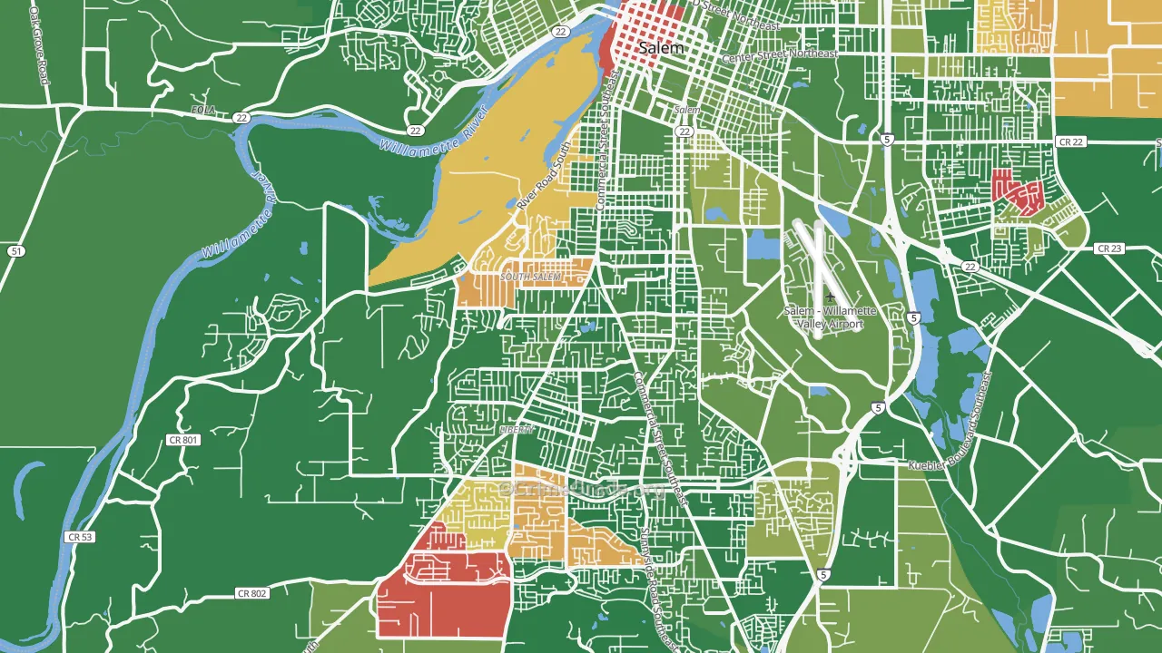 97302, OR Map of Drug-Related Crime Rates