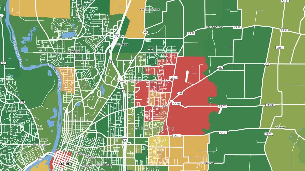 97305, OR Map of Drug-Related Crime Rates