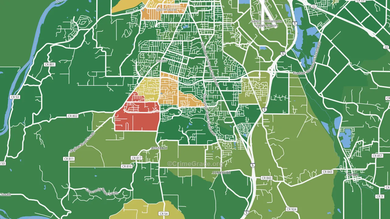 97306, OR Map of Drug-Related Crime Rates