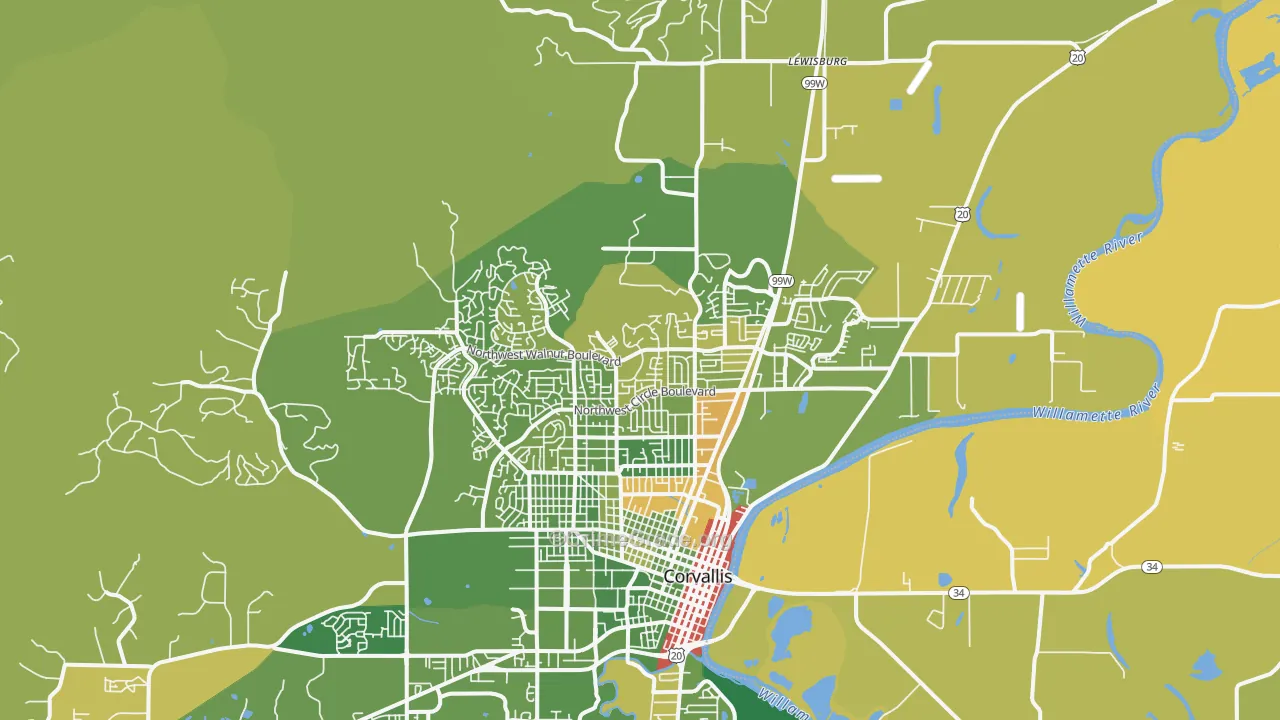 97330, OR Map of Drug-Related Crime Rates