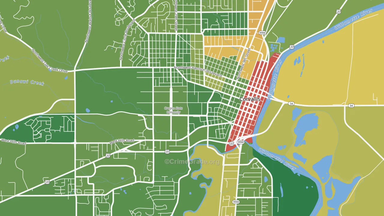 97331, OR Map of Drug-Related Crime Rates