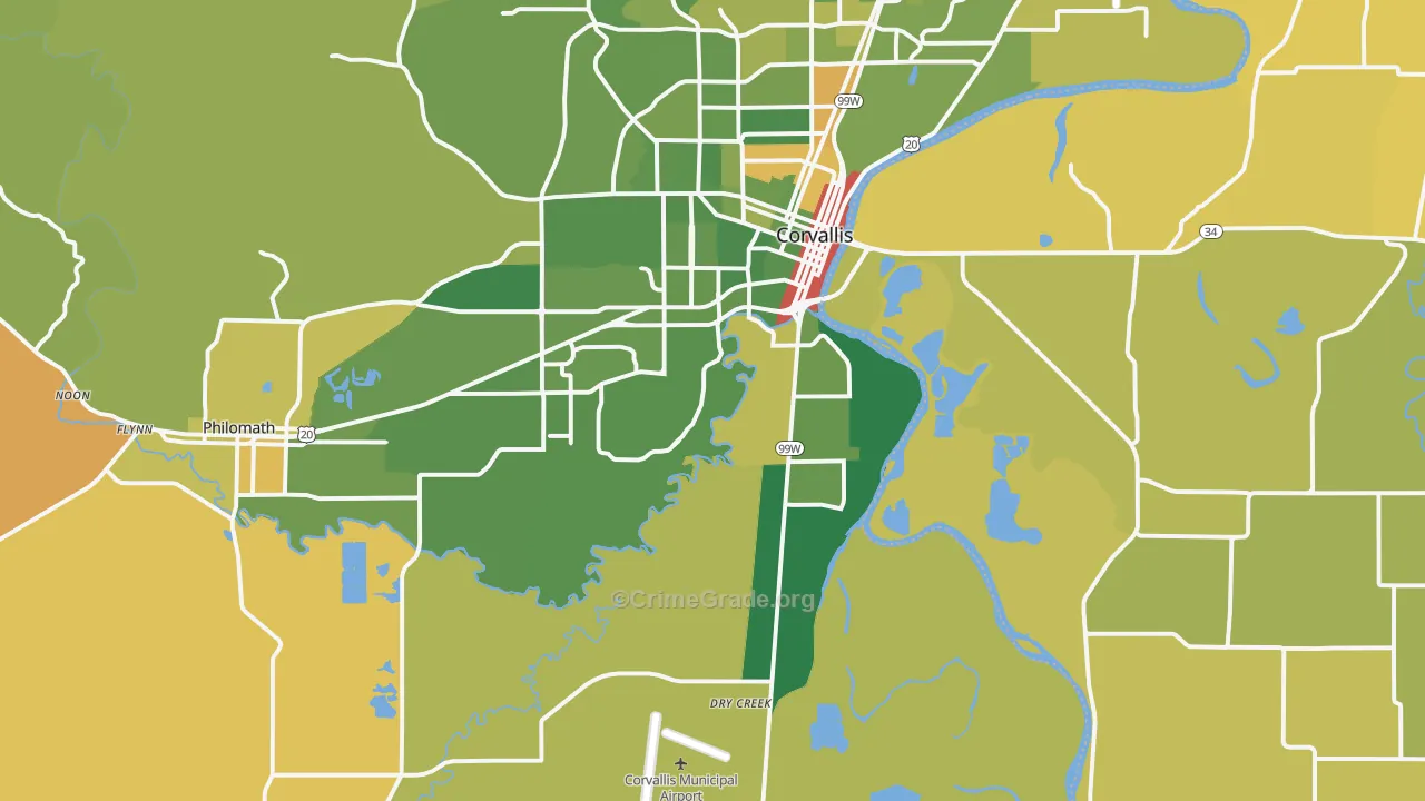 97333, OR Map of Drug-Related Crime Rates