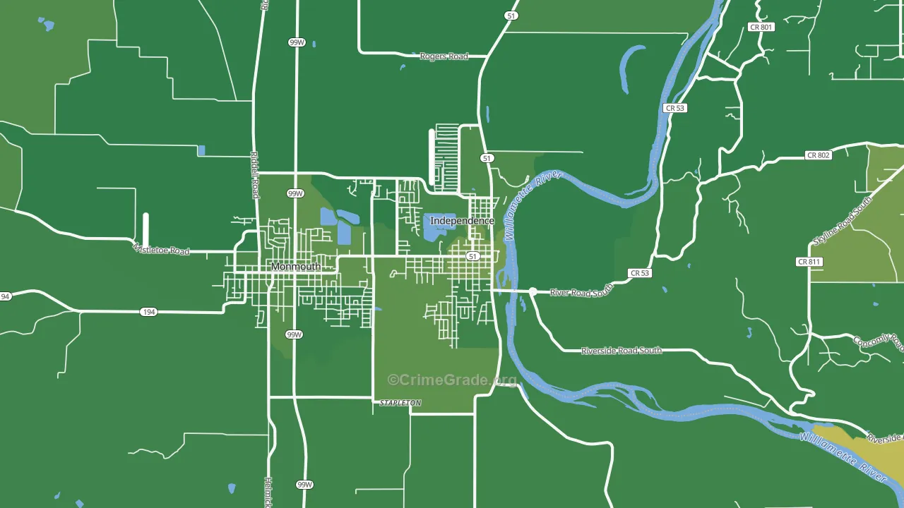 97351, OR Map of Drug-Related Crime Rates