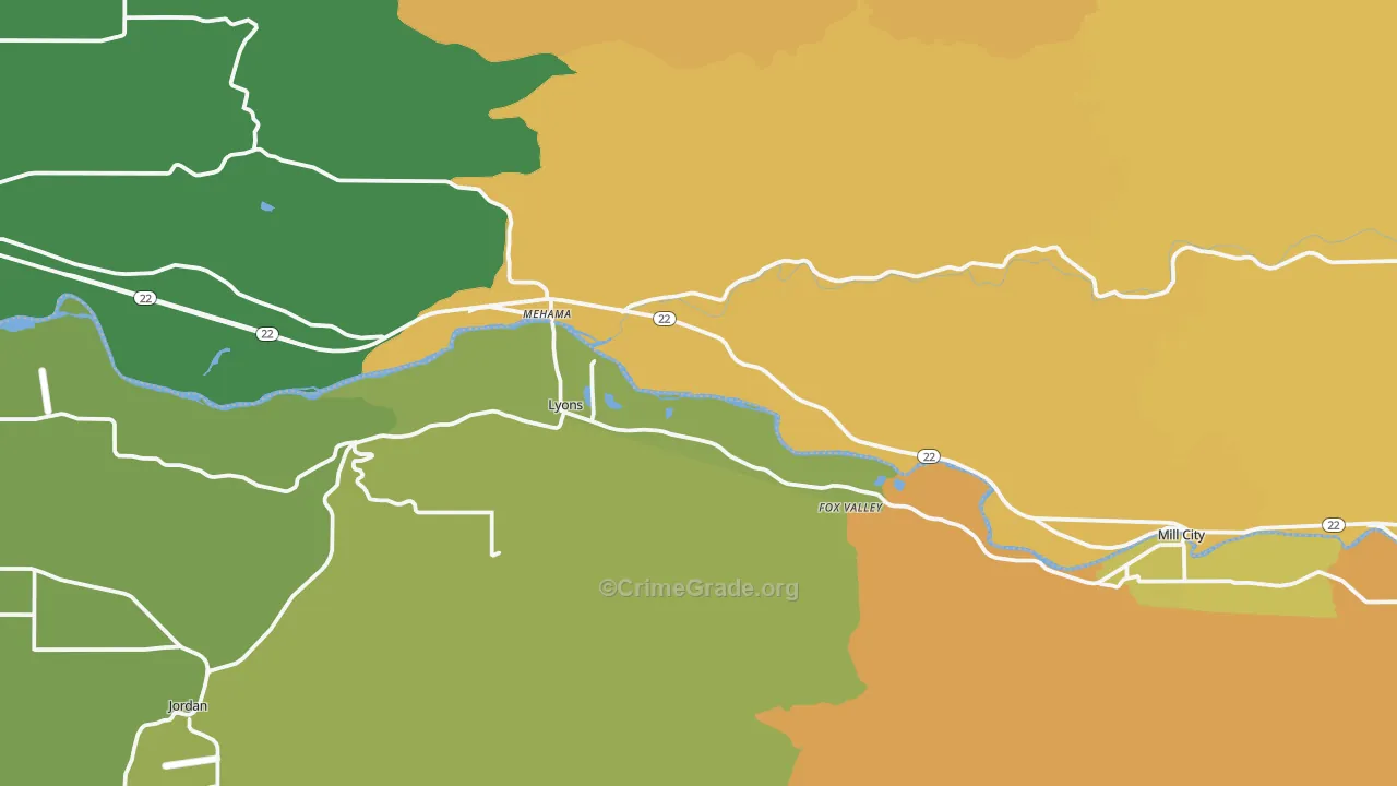 97358, OR Map of Drug-Related Crime Rates
