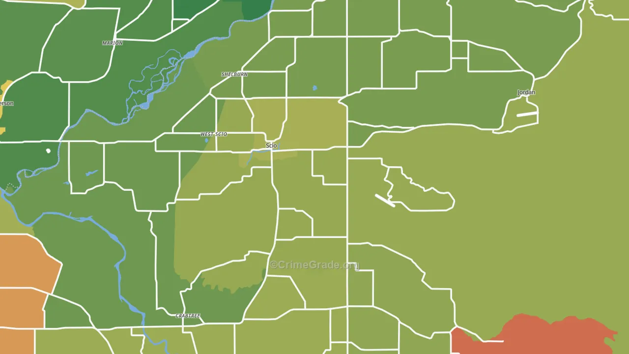 97374, OR Map of Drug-Related Crime Rates