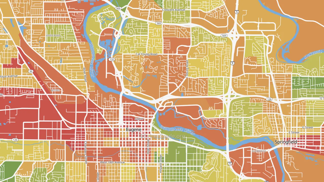 97401, OR Map of Drug-Related Crime Rates